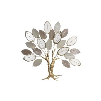 DECORACION PARED METAL 100X6,4X97,8 ARBOL DORADO