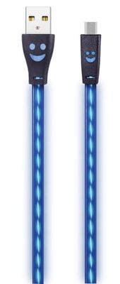 carstyling XXL 2GO datakabel USB mikro/svart med blå LED-belysning – 1 m ~ snabb frakt inom 24 timmar ~
