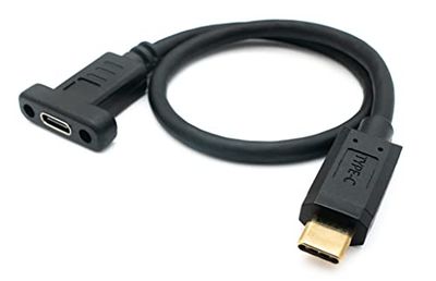 System-S USB 3.1 kabel 30 cm type C stekker naar bus schroef adapter in zwart