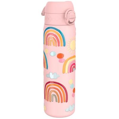 ION8 Vacuüm Geïsoleerde Stalen Waterfles, 500 ml/18 oz, Lekvrij, Makkelijk te Openen, Veilige Vergrendeling, Vaatwasserbestendig, Past in Bekerhouders, Draaghendel, Krasbestendig, Regenbogen