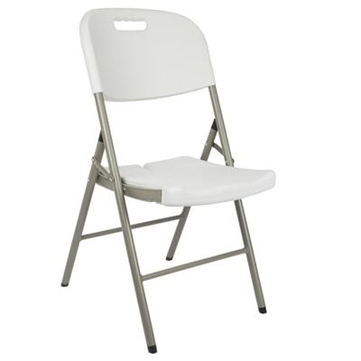 Perel Witte klapstoel voor binnen en buiten, kunststof, ruimtebesparend, ideaal voor evenementen, feesten en catering, met stalen frame en weerbestendige zitting