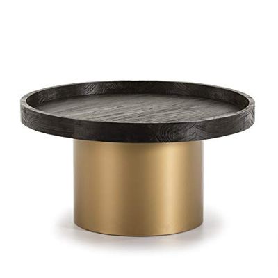 Mesa de Centro 80 X 80 X 42 MADERA DONKERBRUIN/METAL DORADO