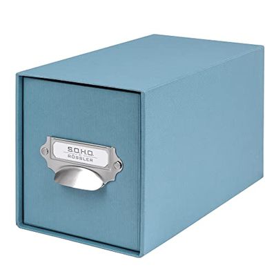 Rössler Papier 1327452150 - S.O.H.O. Boîte de rangement pour CD, avec étiquette inscriptible et poignée, Denim, 1 pièce