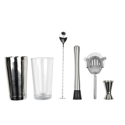 COOK CONCEPT, KV7348 - Juego de cócteles con 5 Accesorios y 50 Recetas, diseño Elegante de Acero Inoxidable, Ideal para Aperitivos y veladas, Dimensiones 9 x 32 x 25 cm, Plata, Transparente
