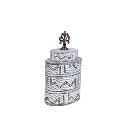 Romimex Bote Blanco Dorado Metal Cerámica 16 x 25 x 11 cm con Tapa
