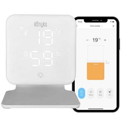 Konyks Climpac WLAN-thermostaat voor airconditioners en lucht-warmtepompen, afstandsbediening, spraakbediening, thermometer en hygrometer