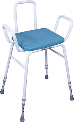 Aidapt Multi Use Perching Stool Comfy,Wipe Clean PU Seat.Height Adjustable with Arms,Integral Backrest,Non-Slip Ferrules,Safety,Elderly,Recovery from Hip Surgery.Delivered Assembled,NO TOOLS REQUIRED