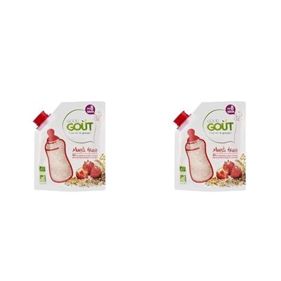 GOOD GOÛT - Muesli Fraise - Céréales Pour Bébé - Dès 6 Mois - Au Biberon Ou En Bol - Bio - Sans Sucres Ajoutés* - Étui Carton - 200g (Lot de 2)