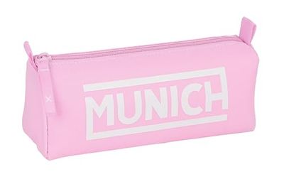 Safta MUNICH ROSA Pennenetui met ritssluiting en vak, ideaal voor kinderen op schoolleeftijd, comfortabel en veelzijdig, kwaliteit en duurzaamheid, 21 x 7 x 8 cm, kleur, Roze, Standaard, casual