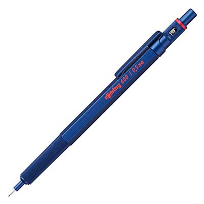 rotring Matita meccanica 600 | 0,5 mm | Matita per corpo interamente in metallo blu | Impugnatura zigrinata antiscivolo e canna esagonale