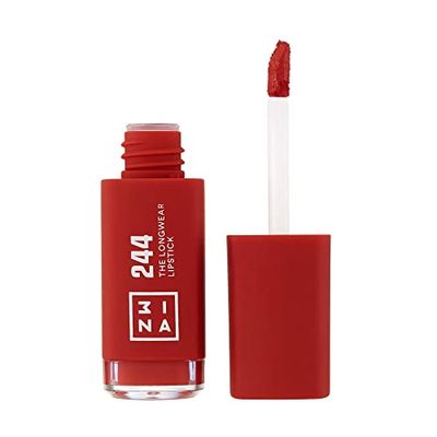 3INA MAKEUP - Vegan - Cruelty Free - The Longwear Lipstick 244 - Rouge - Rouge a Lèvres Liquide Longue Tenue - Hautement pigmenté - Formule à séchage rapide - applicateur à tige - Finition Mate