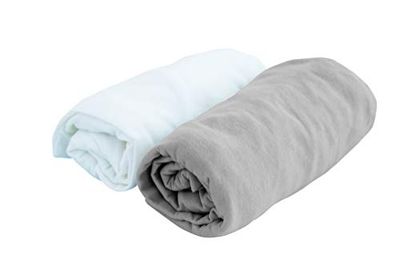 PMP Jersey Drap-housse Pack de 2 Blanc/Taupe 60 x 120 cm