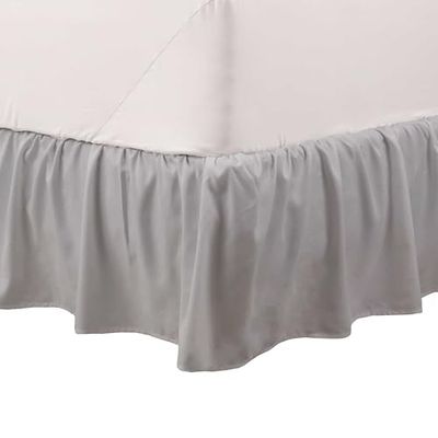 Martex Queen Ruffle Bed Skirt | Easy Fit Bed Skirts | Microfiber Bed Skirt | 15 Inch Drop | Hotel Quality Bedskirt | Grey