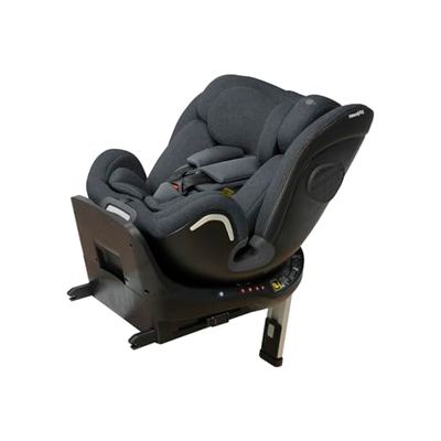 Casualplay - Siège auto Kora i- Size pivotant avec isofix et pied d'appui, groupe 0 1 2 3 de 0 à 12 ans ou de 40 à 150 cm de hauteur et adapté pour transporter à l'envers jusqu'à 105 cm, gris foncé
