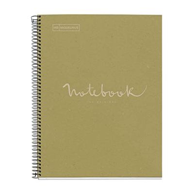 Miquelrius - Notebook Emotions Notebook 100% Recycled 1 Strip A4 80 Sheets with Horizontal Lines 7 mm Paper 80 g 4 Holes Cardboard Cover Green
