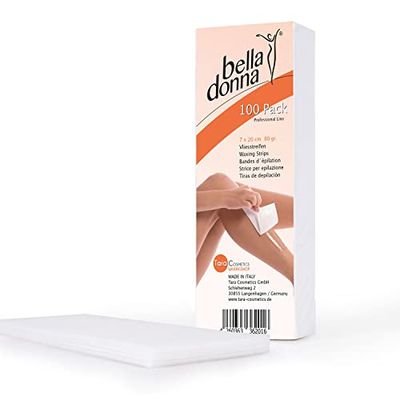 Bella Donna Professional Waxing Strips, Pack of 100m, 20 x 7cm (100% Cotton) -Highly Absorbent on All Wax Types