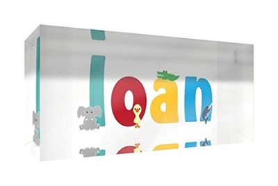 Little Helper recuerdo decorativo de acrílico transparente pulido como diamante estilo illustratif pintado con el nombre de joven niño Loan 5 x 15 x 2 cm pequeño