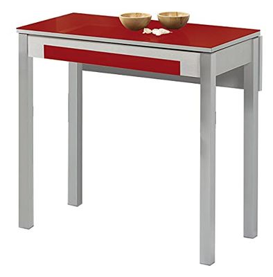 ASTIMESA Keukentafel, metaal, rood, 80 x 40 cm, verlengd 80 x 60 cm
