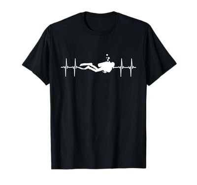 Scuba Diving Diver Heartbeat Freediving Instructor Ocean Maglietta