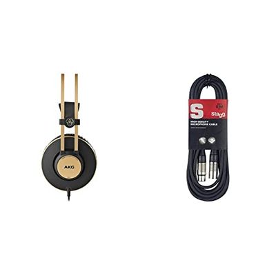 AKG K92 High Performance Lightweight Closed-Back Monitoring Headphones & Stagg SMC6 6 metre standard microphone cable