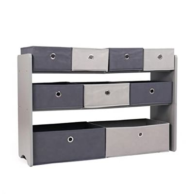 Humble Crew Organizer with 9 Storage Fabric Bins Ensembles de Meubles, Engineered Wood Metal, Gris, Taille Unique