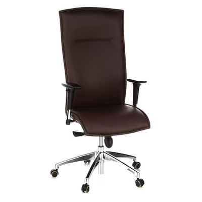 hjh OFFICE 600040 Ergonomische bureaustoel MURANO 20, Koe nappaleer, Computer Office Chair, draaibarebureaustoel, Bruin