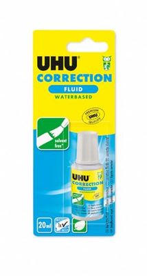 UHU Flacone correttore - Flacone con liquido di correzione, preciso, asciugatura rapida, bianco, 20 ml