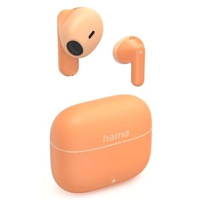 Hama słuchawki douszne true wireless freedom light II pomarańczowe (bluetooth 5.3, mikrofon, USB-C, rozmowy, Siri, asystent Google)