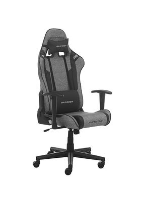 Robas Lund DXRacer Prince L PF132 Gaming-/bureaustoel, met kantelfunctie, in hoogte verstelbare draaistoel, pc-stoel, ergonomische managersstoel, grijs-zwart