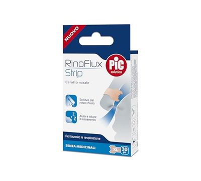 Pic Solution RinoFlux Strip Cerotti Nasali Respira bene, facilitano la respirazione, Donano immediato sollievo dai disturbi della Congestione Nasale, Confezione da 30 Pezzi, Dimensioni XL