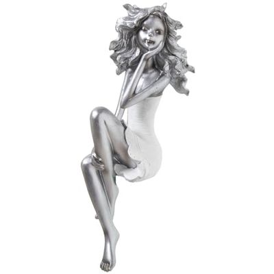 Alexandra House Living Decoratief figuur, zilverkleurig, kunststof, meisjes, 13 x 15 x 37 cm