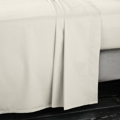 Bianca 400 Thread Cotton Sateen Super King Flat Sheet Oyster