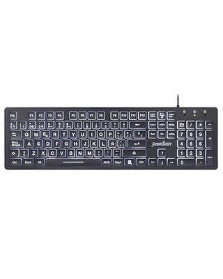 Perixx PERIBOARD 317 ES Clavier standard avec rétroéclairage, lettres imprimées en grand, avec câble, QWERTY espagnol avec Ñ, noir