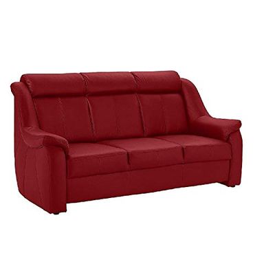 CAVADORE Beata - Divano a 3 posti in pelle, design moderno, 188 x 98 x 92 cm, colore: Rosso