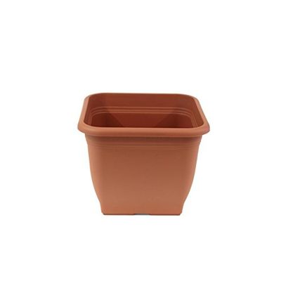 jardinera greemotion Pia Terracotta - maceta 19x19cm - maceta cuadrada 3L - maceta plástica resistente a los rayos UV - maceta a prueba de heladas - maceta con orificios inferiores - accesor