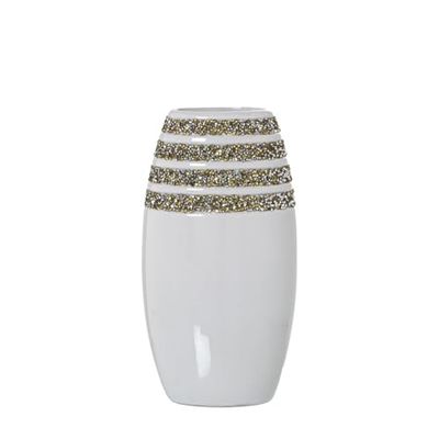 Alexandra House Living Ceramic White Vase 13 x 9 x 25 cm