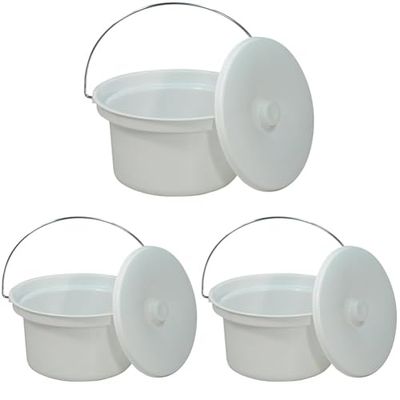 Aidapt 5L Commode Bucket with Lid and Wire Handle (Pack of 3)