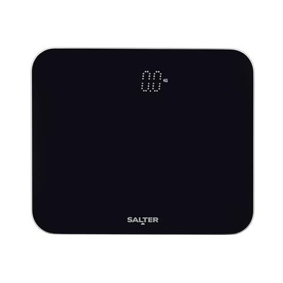 Salter 9204 BK3R Premium Compact Ghost Electronic Bathroom Scale, 180 KG Max Capacity, Hidden Until Lit Easy Read Display, Toughened Safety Glass, Carpet Feet, Accurate & Reliable, KG or LBS, Black