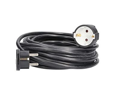 as - Schwabe Cavo di prolunga 10 m con spina piatta – Cavo di prolunga con spina di protezione e attacco di protezione – per interni – estremamente piatto – 230 V, 16 A – IP20 – nero, 51022