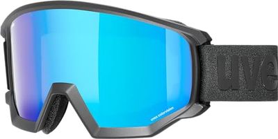 uvex athletic CV - skibril voor dames en heren - contrastverhogend - vergroot en condensvrij gezichtsveld - black matt/blue-green - one size
