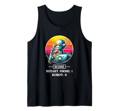 Funny Retro Robot Rotary Phone Robot Shirt Robotics Cool 80s Tank Top