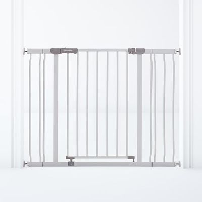 Dreambaby Ava Baby Gate, Stair Gate, Fits Openings 75cm to 108cm, 76cm Tall. Wide Stair Gate for Dogs and Babies. Pressure Mounted Safety Gate with Stay Open Feature, Inc. 9cm and 18cm Extensions