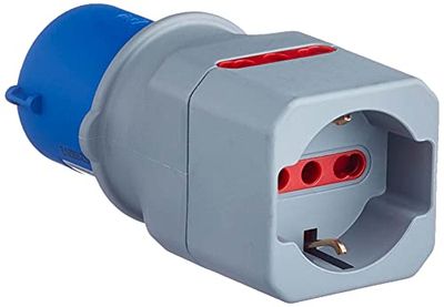 Electraline 80864 Adaptador industrial de CEE para Schuko 2 tomadas 10/16 a italianas, turquesa