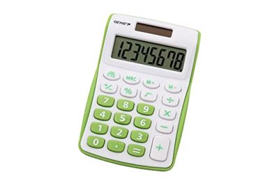 Genie 120 B - Calculadora, 8 dígitos, batería dual (solar y pila), diseño compacto, color verde