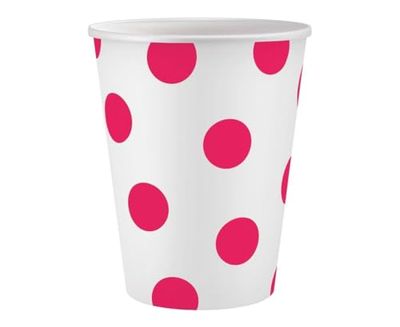 Farbe Magenta Polka Dots Pappbecher (6 Stücke) 250 ml