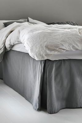 Jotex Colour Bed Cover Organic Cotton Bed Skirt, Height 45 cm - Dark Grey, 160 x 200 cm