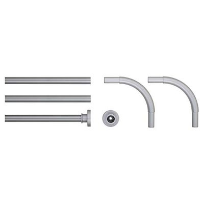 sealskin Combi Bath Curtain Rod Set, Stainless Steel, Matte Aluminium, 2 x 90 x 2 cm