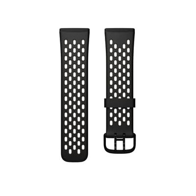 Fitbit Versa 3 / Sense Sportbandje, Zwaart/Ivoorwit, Groot