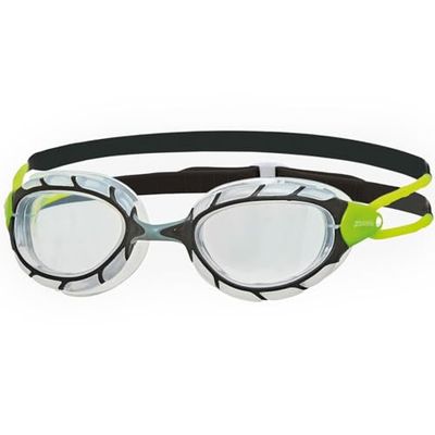 Zoggs Predator Zwembril voor volwassenen, UV-bescherming zwembril, katrol aanpassen Comfort Goggles riemen, mistvrije zwembril lenzen, Zoggs Goggles Volwassenen Ultra Fit, Helder, Zwart/Lime/Small