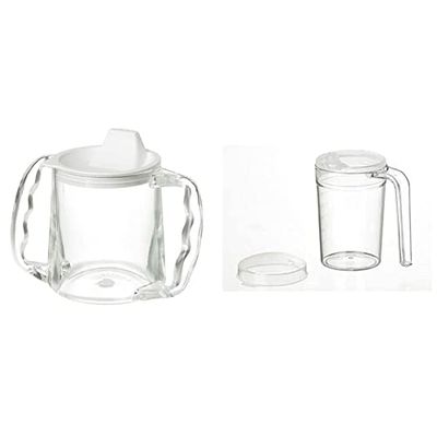 Homecraft Caring Mug, Two Handle Easy Grip Mug, Spill Resistant Portable Travel Mug with Spout Opening for Children, Elderly and Disabled Users, Small Spout, 300ml
